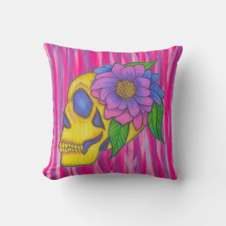 Almofada Skull Print Pillow With Yellow Pink Purple 