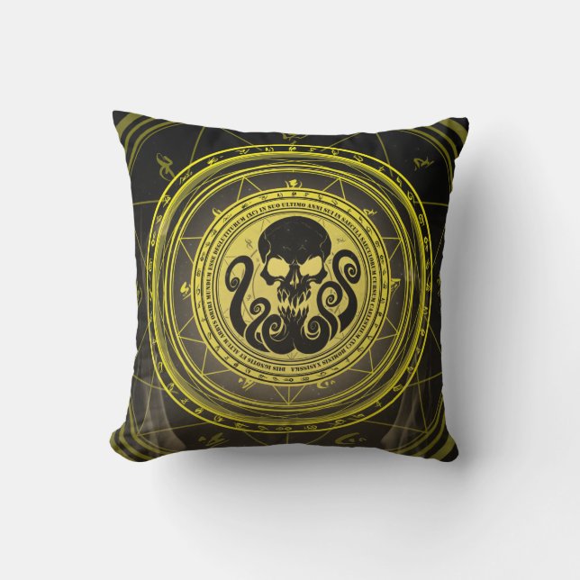 Almofada Skullthulhu Arcana Amarelo Feliz (Frente)