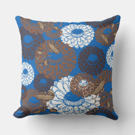 Almofada Sky Blue Broun Flower Throw Pillow