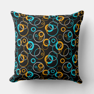 Almofada Sky blue yellow and white rings and circles 