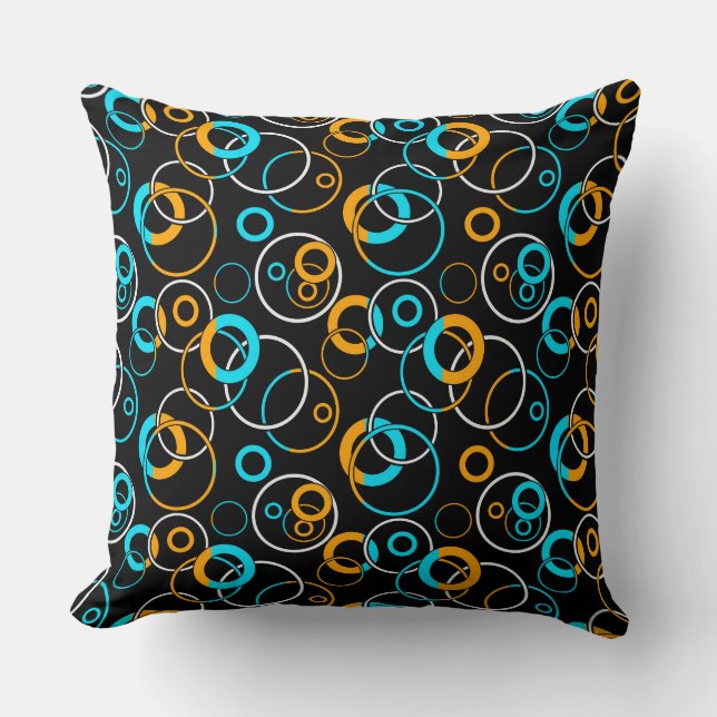 Almofada Sky blue yellow and white rings and circles  (Frente)