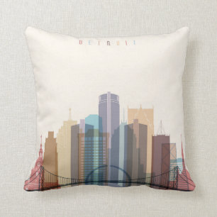 Almofada Skyline da cidade de Detroit, Michigan  