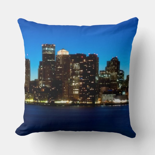 Almofada Skyline de Boston com lua (Frente)
