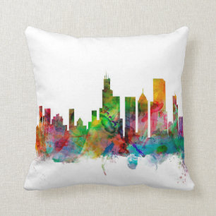 Almofada Skyline de Chicago Illinois