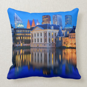 Almofada Skyline de Haia no travesseiro decorativo azul da