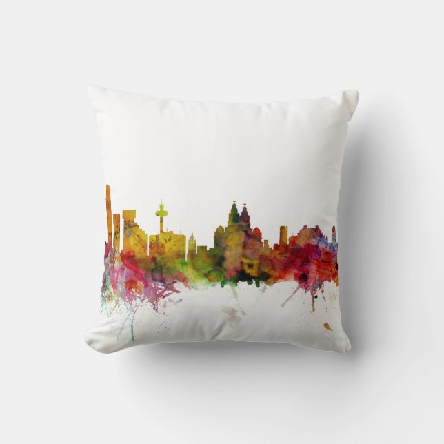 Almofada Skyline de Liverpool Inglaterra (Frente)