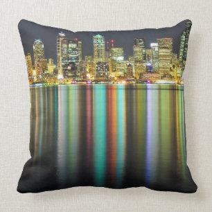 Almofada Skyline de Seattle na noite com reflexão