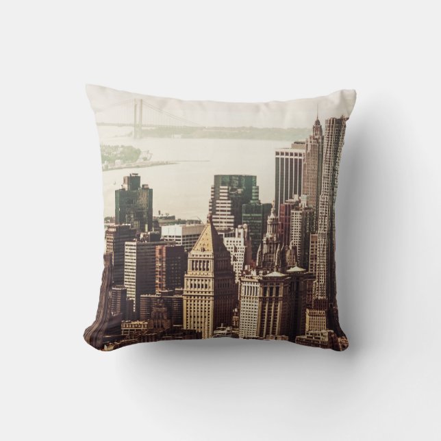 Almofada Skyline do Lower Manhattan - vista do Midtown (Frente)