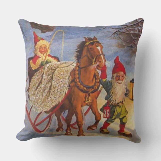 Almofada "Sled Ride at Night", por Jenny Nystrom (Frente)