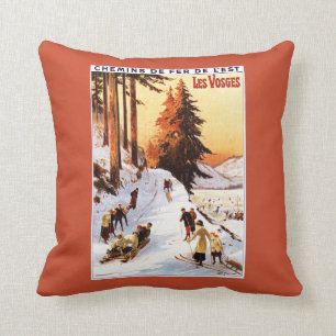Almofada Sledding e esquiar no poster de Vosges