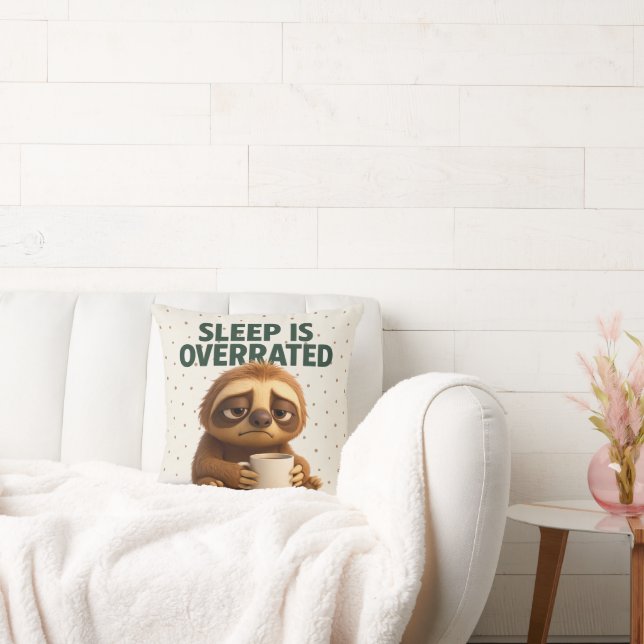 Almofada Sleep Is Overrated Sloth – Funny Gift New Parents (Sofá)