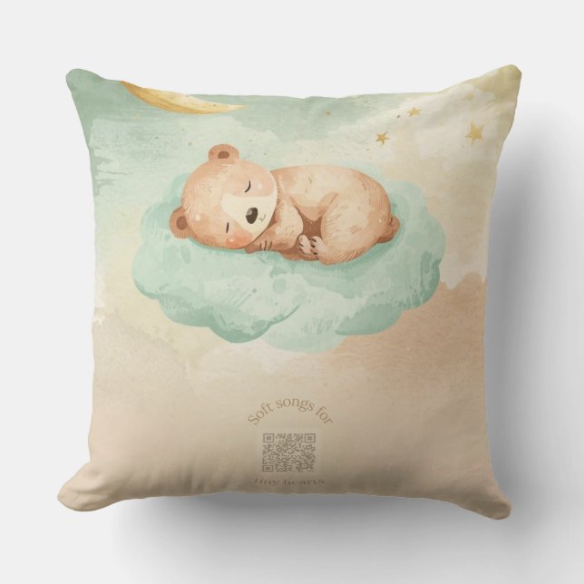 Almofada Sleeping Bear Nursery Pillow | Watercolor Clouds (Frente)