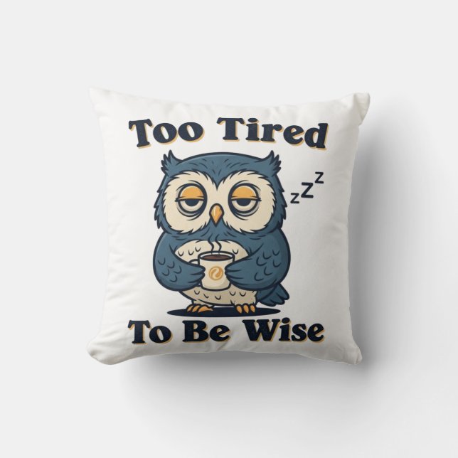 Almofada Sleepy Retro Owl Square Throw Pillow (Frente)
