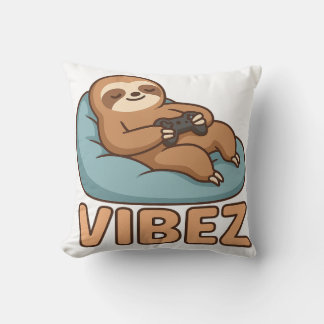 Almofada Sloth Gamer Vibes Pillow – Chill Bean Bag Controll