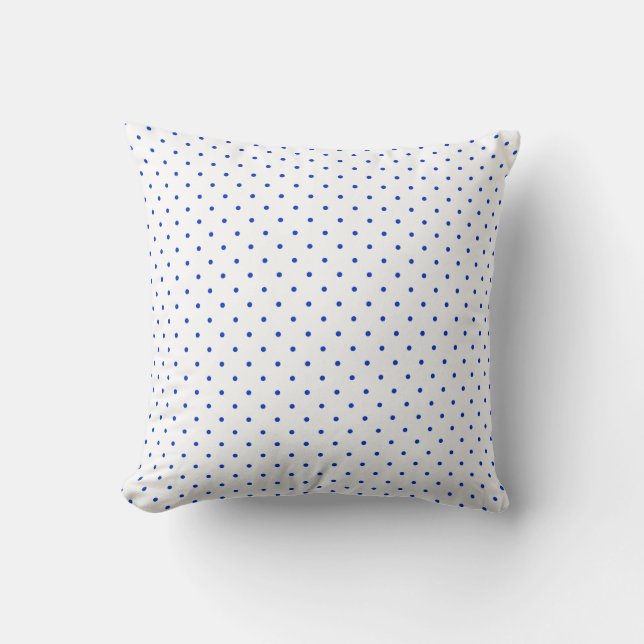 Almofada Small Cobalt Blue Polkadots on White Throw Pillow (Frente)