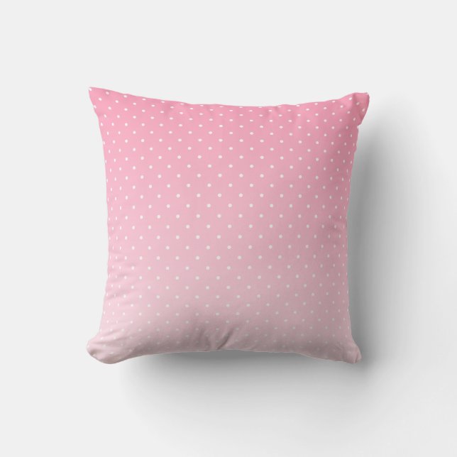 Almofada Small White Polka Dots-Ombre Pink Throw Pillow (Frente)