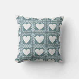Almofada Smoky Teal Geometric Hearts Valentine Gift