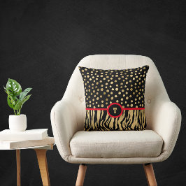 Almofada Snazzy Animal Print Inspirou-se em preto Dourado e