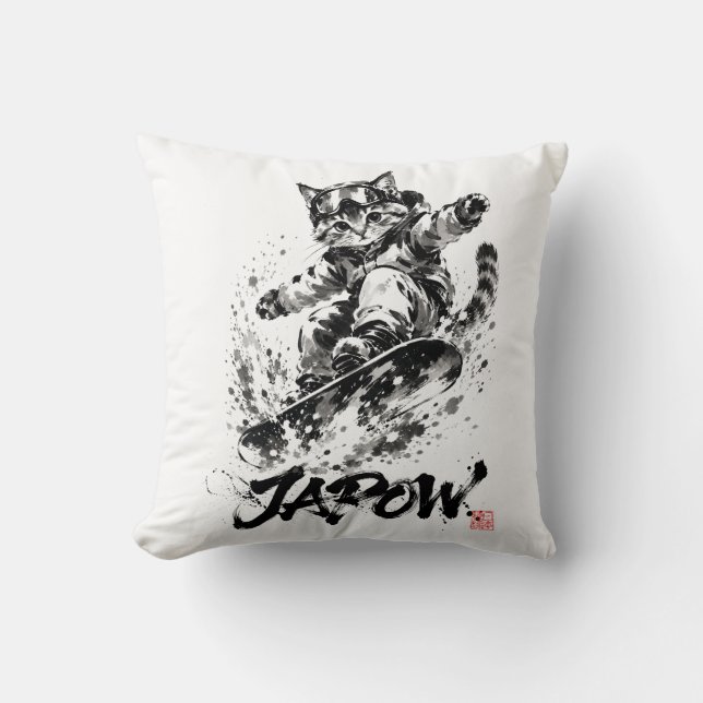 Almofada Snowboard Brush Art - Snowboarder cat (Frente)