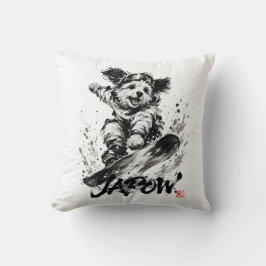 Almofada Snowboard Brush Art - Snowboarder Dog
