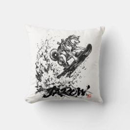 Almofada Snowboard Brush Art - Snowboarder Dog Huskey