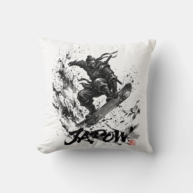 Almofada Snowboard Brush Art - Snowboarder Ninja (Frente)