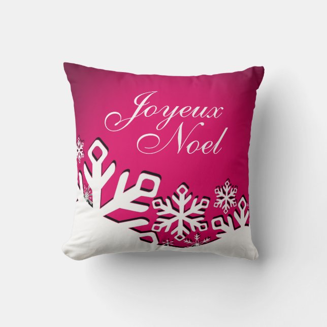 Almofada Snowflake City Joyeux Noel Christmas | fuschia (Frente)