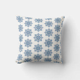 Almofada Snowflake Plaid Pattern Blue Holiday
