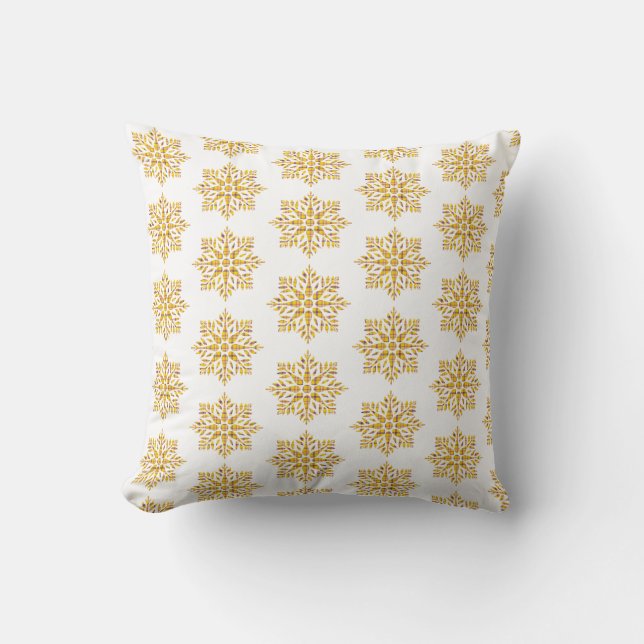 Almofada Snowflake Plaid Pattern Yellow (Frente)