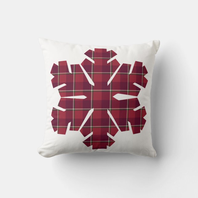 Almofada Snowflake Shaped Plaid Red Burgundy (Frente)
