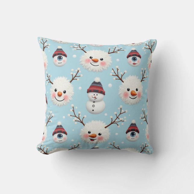 Almofada Snowflake Snowman Travesseiro Cushion (Frente)