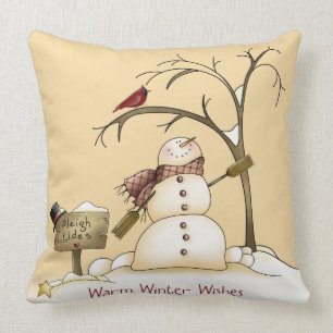Almofada Snowman Cardeal Sleigh Sleigh Snow Tree