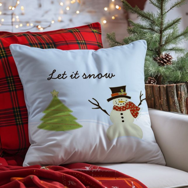 Almofada Snowman e Árvore (Snowman and Tree Throw Pillow)