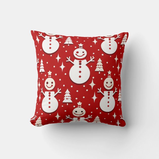 Almofada Snowman e árvore de Natal para as vibrações Cozy W (Frente)