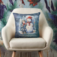 Snowman e Boy com Scarves Starry Night Monograma