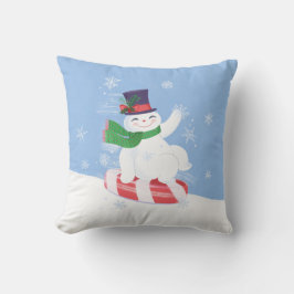Almofada Snowman e Peppermint - Travesseiro decorativo Azul