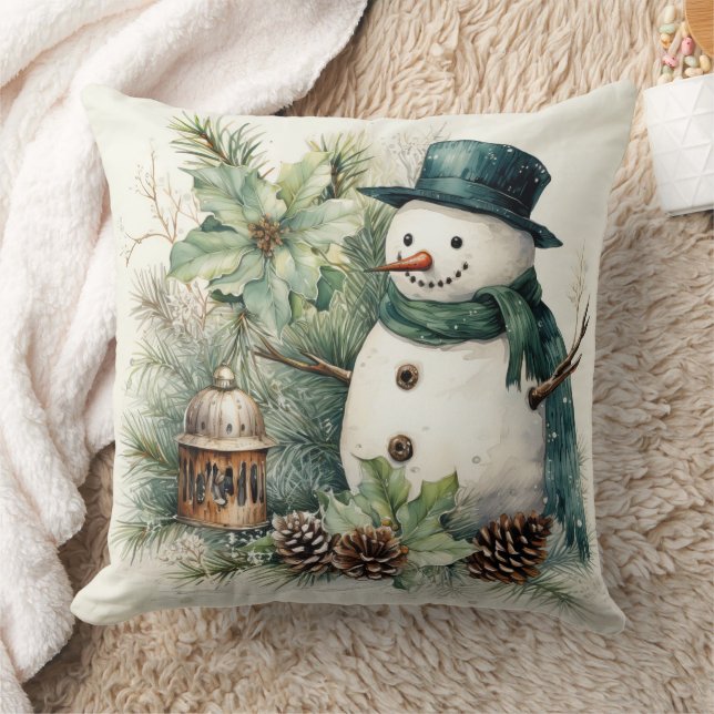 Almofada Snowman em verde (Cobertor)