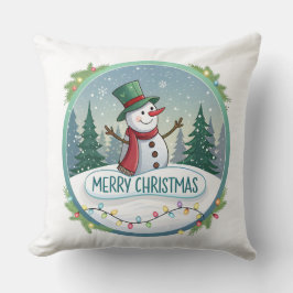 Almofada Snowman’s Joyful Christmas Welcome
