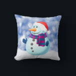 Almofada Snowman Winter Merry Christmas Snow<br><div class="desc">Snowman Winter Feliz Travesseiro de Neve de Natal.Bonito Snowman no Travesseiro do Tema de Natal da neve.</div>