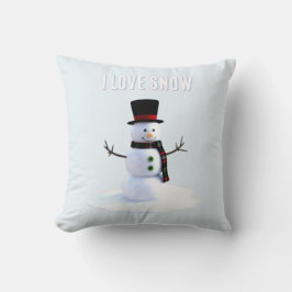 Almofada Snowman with hat and scarf. I Love Snow