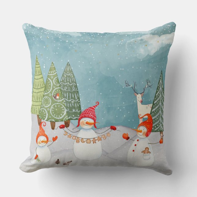 ALMOFADA SNOWMAN & WOODLAND AMIGOS NO WINTER WONDERLAND (Frente)