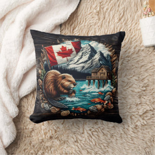 Almofada Snowy Mountain, castor canadiano, Ocean View