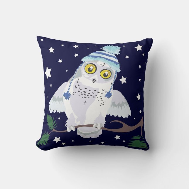 Almofada Snowy Owl com o travesseiro decorativo Hat~ (Frente)