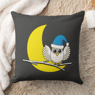 Almofada Snowy Owl em Nova Lua Noite de inverno