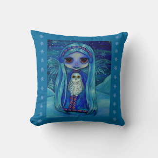 Almofada Snowy Owl Fairy Winter Wonderland Big Eyes Cute
