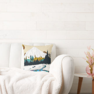 Almofada Snowy Peaks e Swan Lake, Tranquil Winter Landsca