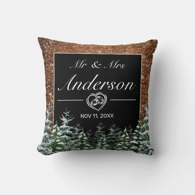 Almofada Snowy Wood e Forest Black Weding (Frente)