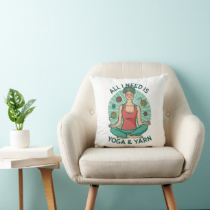 Almofada Só preciso de Yoga e Yarne Phrase