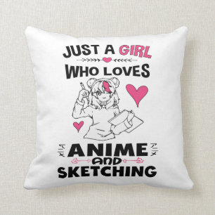 Almofada Só uma garota que ama anime e esboça garotas
