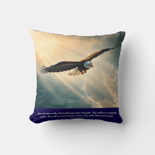 Almofada Soar em asas como águias | (Frente)